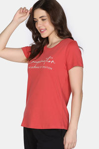 Zivame Knit Cotton Sleep Top - Burnt Sienna — thumbnail 3